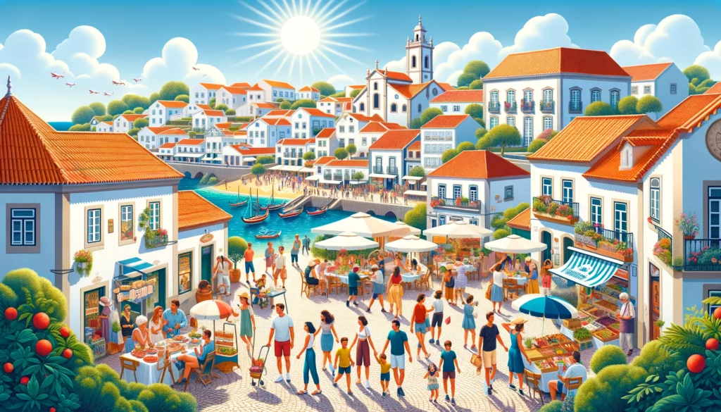 AI scene of Portuguese coastal town for Portugal Golden Visa article